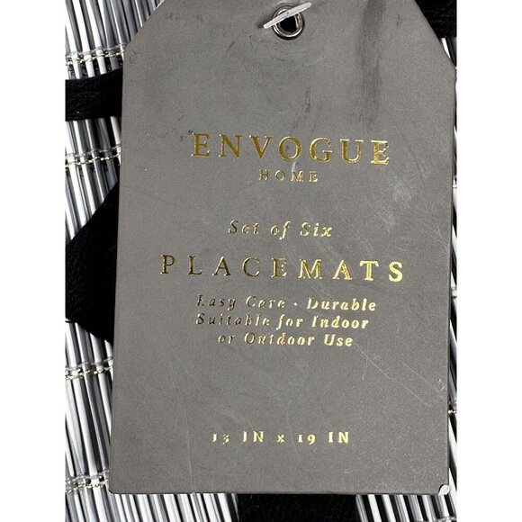 Envogue Set of Six Placemats Indoor/Outdoor Silvery/Gold Woven Vinyl 13"x19" New - Picture 3 of 5